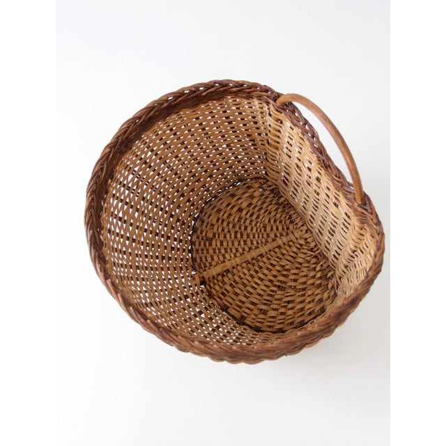 Vintage Large Wicker Gathering Basket For Sale - Image 6 of 15