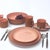 1980s Stunning Peach & Terracotta, Gloss & Matte Dinner Set Attributed to Crown Corning Japan - Place Settings for 6 / 32 Pieces For Sale - Image 12 of 13