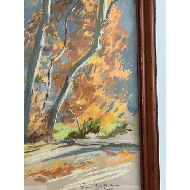 1990s Large Autumn Landscape Oil Pastel by Werner P. De Montaune, 1998 – Framed Expressive Art For Sale - Image 5 of 18
