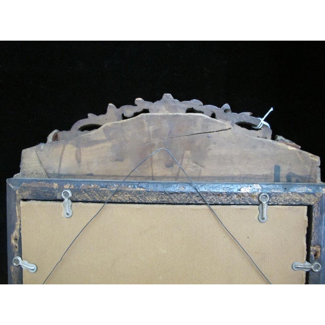 Gold Antique Chinese Carved Lotus Flower Gilt Wood Wall Hanging Mirror For Sale - Image 8 of 13