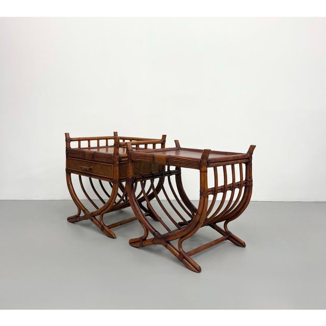 Vintage Rattan & Woven Rattan Coastal Nightstands - Set of 2 For Sale In West Palm - Image 6 of 6