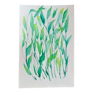 “Verdant Whisper” Signed Original Watercolor Botanical by Nancy Smith For Sale