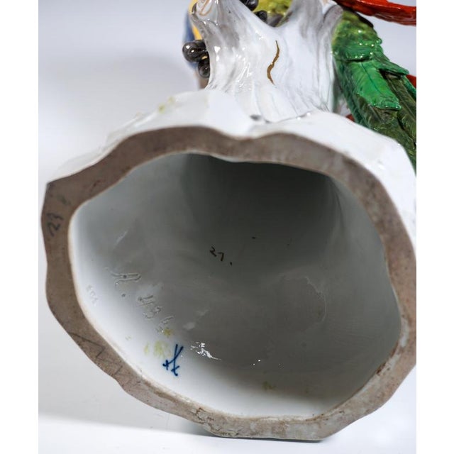 Blue Large Parrot on a Tree Trunk by J.J. Kaendler for Meissen, 1860 For Sale - Image 8 of 9