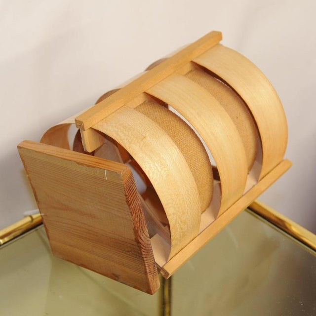 Wooden Lamellae Cylindric Table Lamp, 1970s For Sale - Image 4 of 12