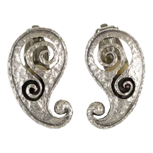 Paco Rabanne Paris Futuristic Silver Plate Pair of Clip Earrings