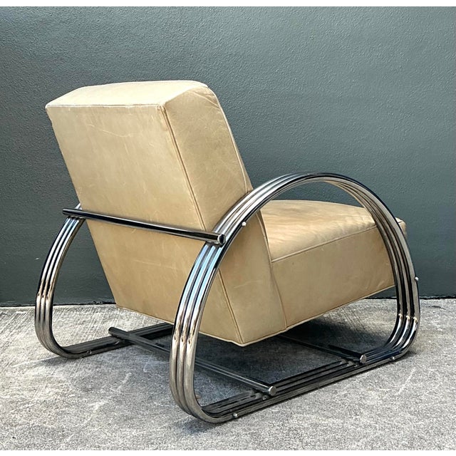 Vintage Ralph Lauren Hudson Street Leather Lounge Chair For Sale In West Palm - Image 6 of 12