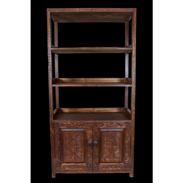 Hand Carved Oriental Wooden Cabinet Bookshelf Shelf, Nuristan, Afghanistan, 1980s For Sale - Image 13 of 15