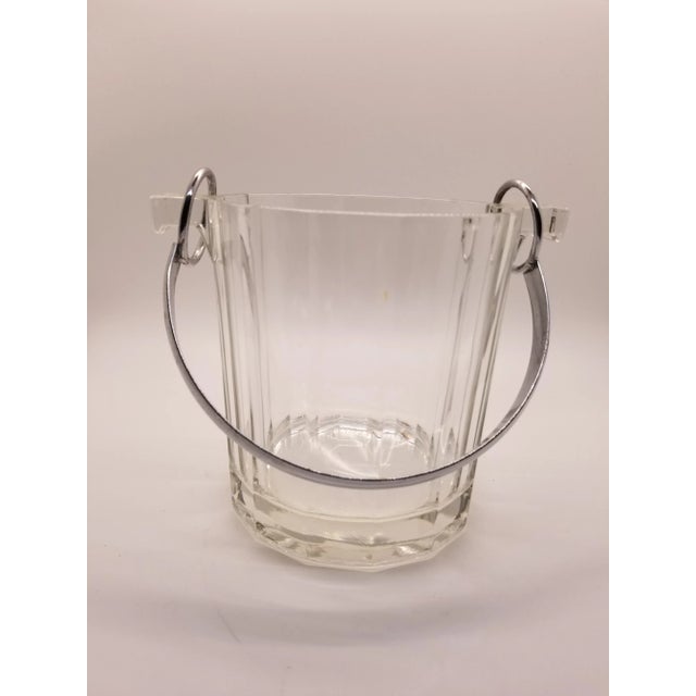 Art Deco Vintage Crystal Ice Bucket With Silverplate Handle For Sale - Image 3 of 5