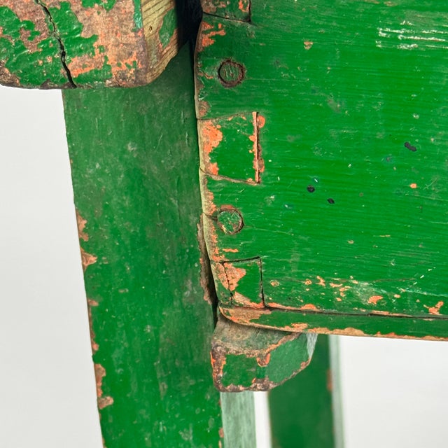Paint Exquisite 19th Century Primitive One Drawer Side Wooden Table in Green Paint For Sale - Image 7 of 18