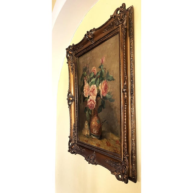 Flowers in a Vase, 1900, Oil on Canvas, Framed For Sale - Image 8 of 17