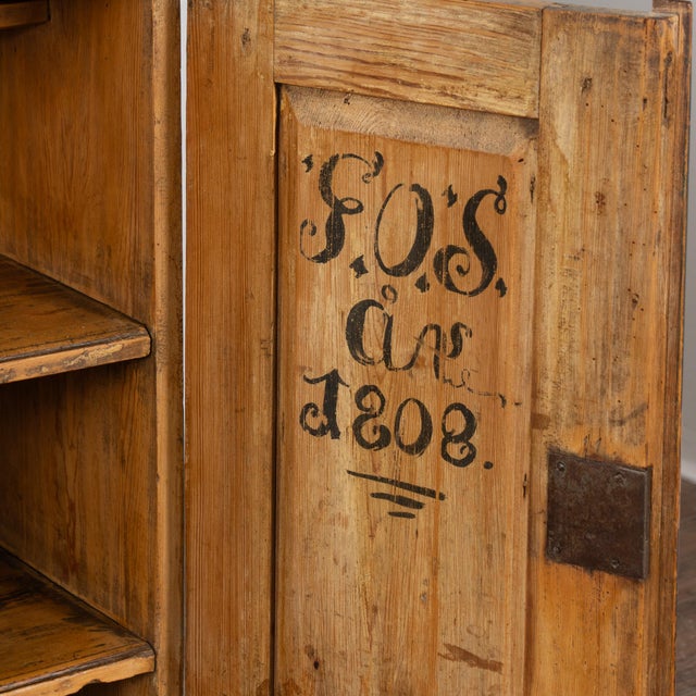 Green Swedish Original Painted Pine Sideboard Cabinet Dated 1808 For Sale - Image 8 of 11