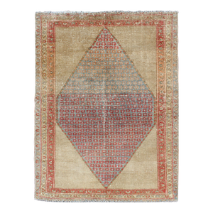 Diamond Floral Medallion Antique Serab Persian Rug With Floral Borders 5'2 X 7'3