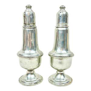 Vintage Weighted Pewter Salt and Pepper Shakers-a Pair