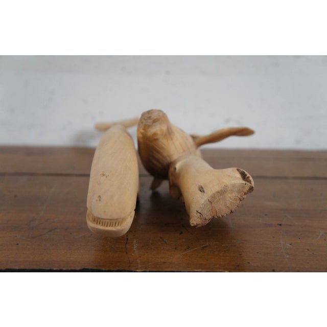 Vintage Hand Carved Teak Humpback & Sperm Whale Statues Sculpture Figruines- Set of 2 For Sale - Image 4 of 12