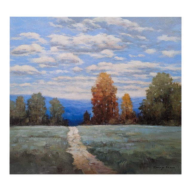 Original Mountain View Landscape Scenery Art Painting on Canvas For Sale