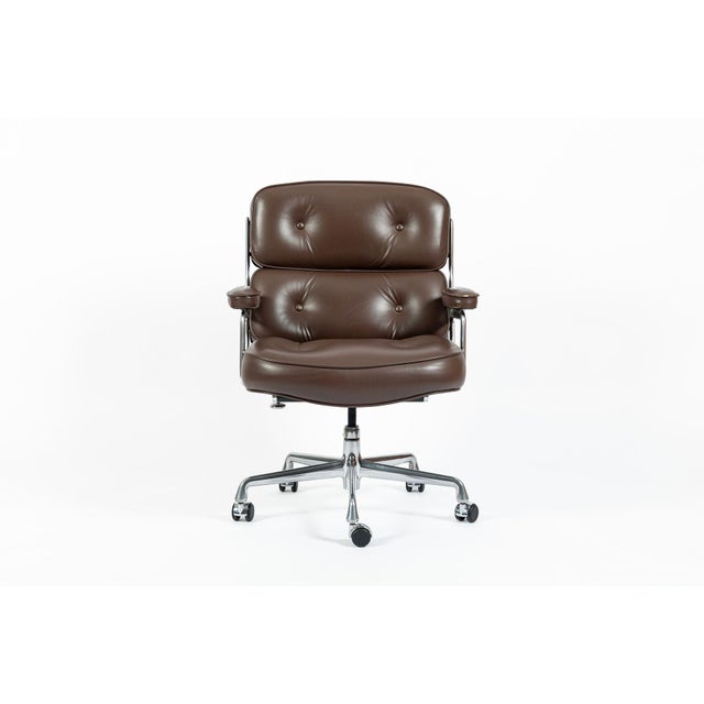 Brown Eames Herman Miller Time Life Brown Leather Office Chair 2017 For Sale - Image 8 of 17