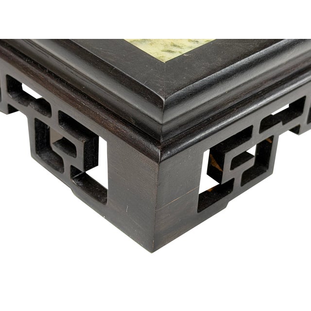 Wood Square Dream Stone Inlaid Rosewood Geometric RuYi Display Stand For Sale - Image 7 of 9