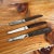 AMBIANIC presents 1960sJapanese Knife Set of three pieces. Rosewood & Stainless-Steel Cheese prong tip bar knife, All-...