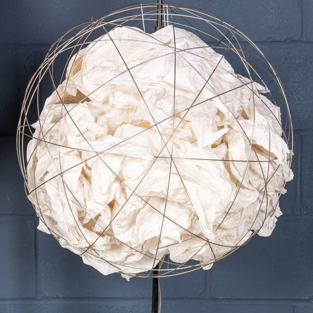 Black Vintage German Metal and Paper Floor Lamp by Ingo Maurer, 1990 For Sale - Image 8 of 18