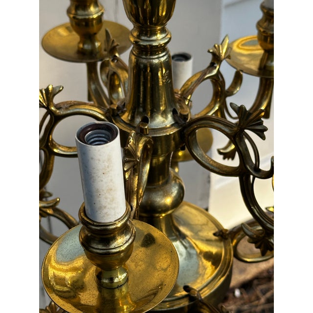 Brass Vintage 10 Light Two Tier Brass Dutch Baroque Chandelier For Sale - Image 8 of 12