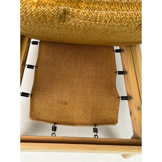 Mid-Century Modern Ficks Reed Blonde Hardwood Lounge Chair With Ochre Textured Upholstery For Sale - Image 11 of 12