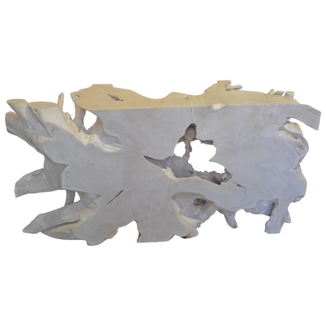 Natural organic formed bleached console or coffee table made from a hundred year old reclaimed teak wood root. Fabulous on...