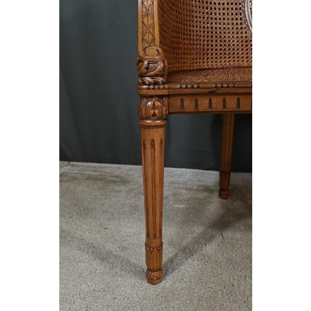 Brown Louis XVI Style Walnut Basket Bench, Late 19th Century For Sale - Image 8 of 18