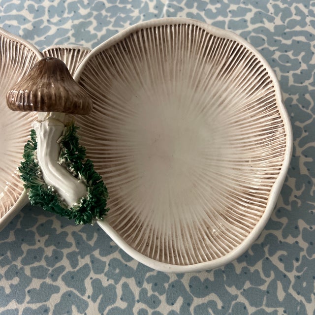 Italian Vintage Trompe L’oeil Ceramic Italian Mushroom Serving Dish For Sale - Image 3 of 5