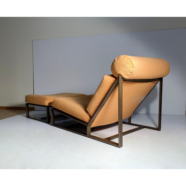 Milo Baughman Early Rare Vintage Milo Baughman "Armless" Architectural Bronze Lounge Chair For Sale - Image 4 of 7