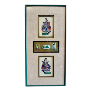 Antique Pith Paintings Emperor & Empress with Tiles