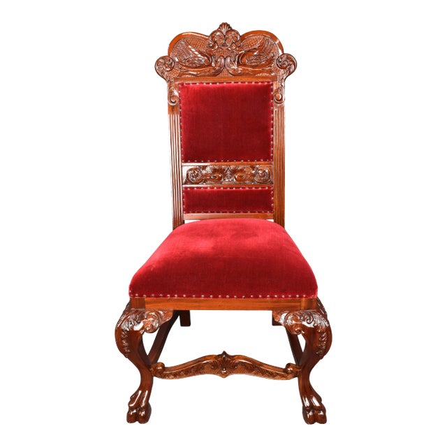 Vintage Renaissance Revival Style Fireside Accent Chair For Sale
