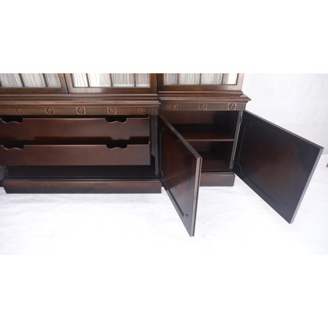 Late 20th Century Large 8' Wide Mahogany Two Part individual Glass Panels Breakfront MINT For Sale - Image 5 of 12