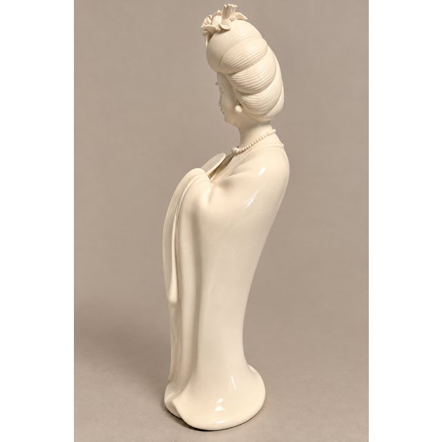 Gumps Large Mid Century Modern Ceramic Mixed Finish Gump's Geisha Statue Figurine For Sale - Image 4 of 11