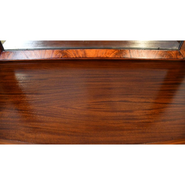 Traditional 1890s Antique American Empire Book-Match Crotch Mahogany Dresser & Mirror Set For Sale - Image 3 of 18