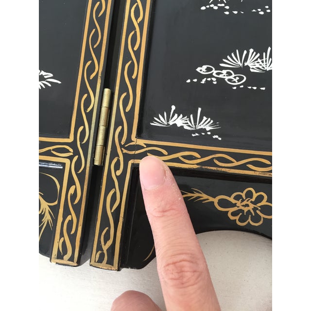 Vintage Chinese Lacquer Tabletop Folding Screen For Sale - Image 13 of 16