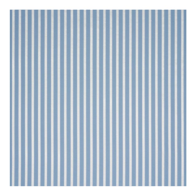 Sample - Schumacher Lincoln Small Stripe Fabric In Blue For Sale