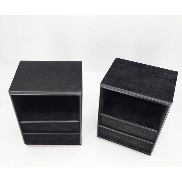Pair Gibbings for Widdicomb Ebonized Black Lacquer Night Stands End Tables Mint For Sale - Image 13 of 15