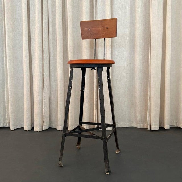 Industrial 1940s Industrial Train Station Switchboard Operator Stool by Angle Steel For Sale - Image 3 of 9