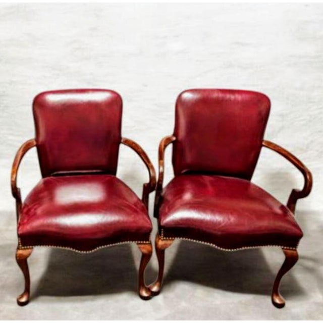 Elevate Your Executive Office With This Stunning Pair of Leathercraft Georgian Mahogany Armchairs For Sale - Image 9 of 12