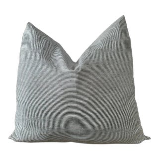 Libeco Workshop Stripe Pillow Cover in Blue and Natural Linen For Sale