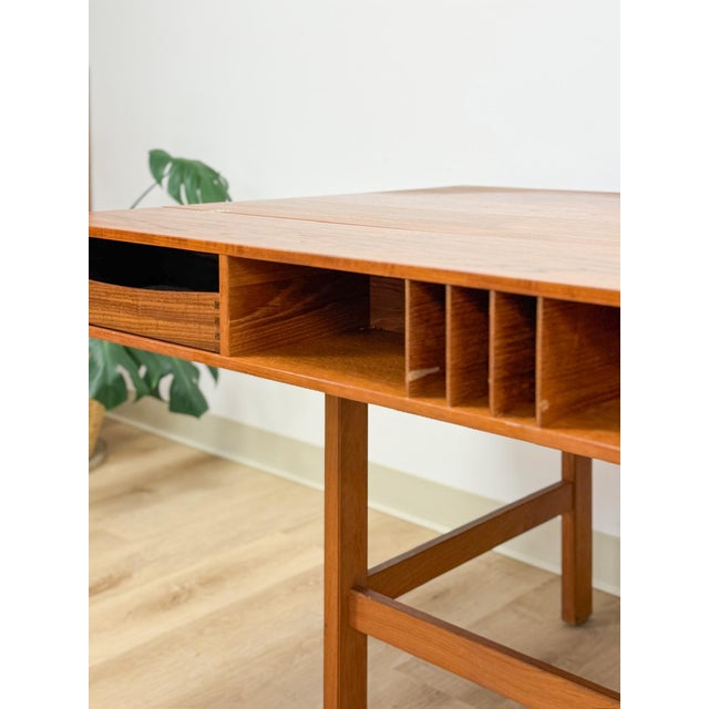 Peter Lovig Nielsen MCM Desk Folding Top Shelving Rare Danish Modern Office Desk For Sale - Image 14 of 16