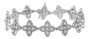 .925 Sterling Silver 1.0 cttw Miracle-Set Diamond 4 Leaf Clover Link Bracelet (I-J Clarity, I3 Color) - Size 7.25"