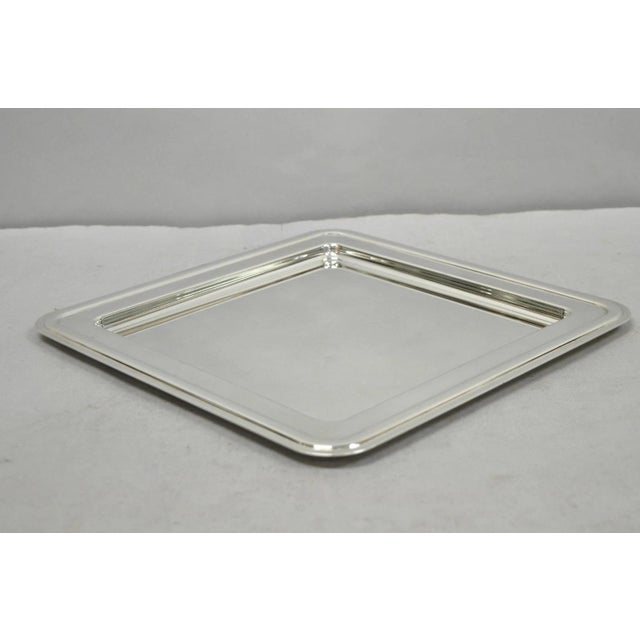 Landes Late 20th Century Modern Landes Silver Plated 13.5" Square Bar Serving Platter Tray For Sale - Image 4 of 12