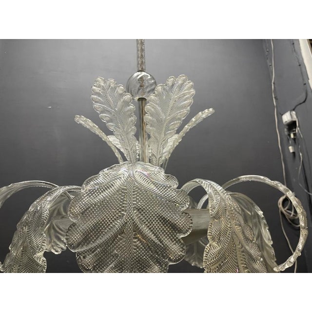 Large Murano Glass Leaf Chandelier attributed to Barovier & Toso, Italy, 1950s For Sale - Image 4 of 10