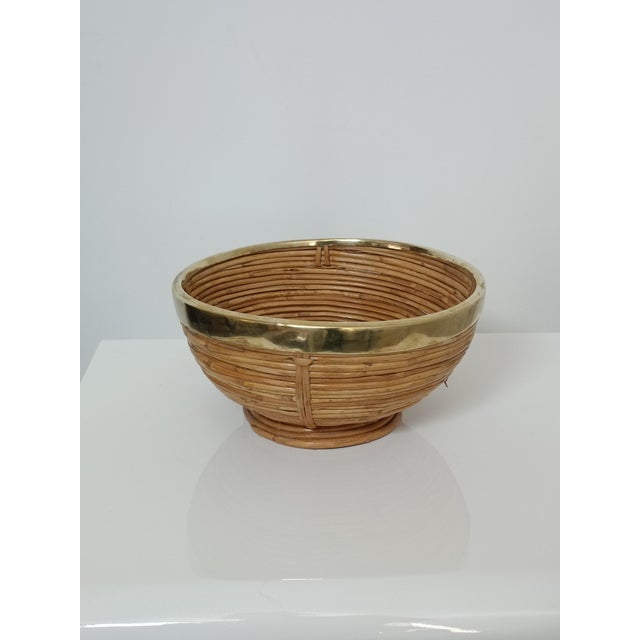 1970s Rattan and Brass Fruit Baskets, 1970s For Sale - Image 5 of 5