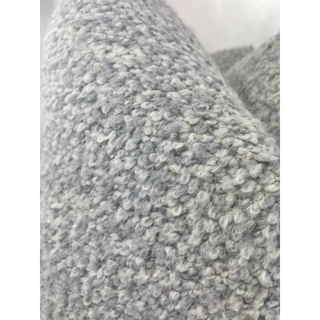 Custom pair of 22" pillows covered in Designers Guild "Fontenoy" in color zinc boucle weave. These pillows have tapered...