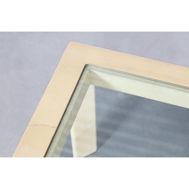 Monumental Italian Goatskin and Glass Dining Table Attributed to Aldo Tura For Sale - Image 11 of 12