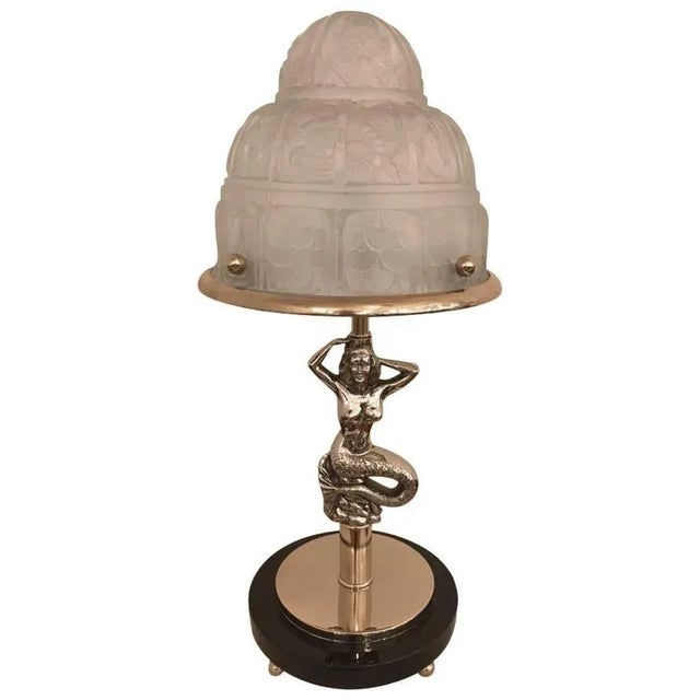 French Art Deco Mermaid Table Lamp by Genet Et Michon For Sale - Image 11 of 11