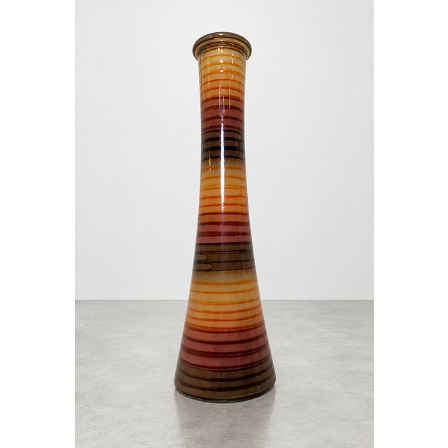 Glass Vintage Mid-Century Spanish Multi Stripe Vase For Sale - Image 7 of 8