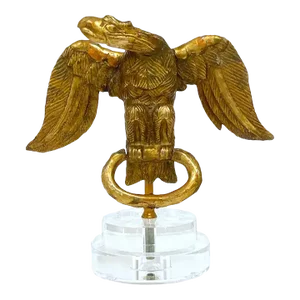 18th C. English Carved Giltwood Eagle Facing Left, on Lucite Pedestal Base